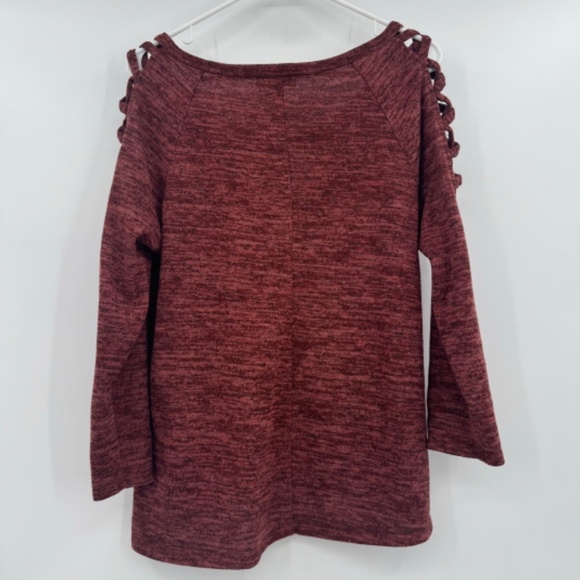 Naif Anthropologie Top Women Large Heather Brown Cold Shoulder Long Sleeve Knit - Picture 4 of 8